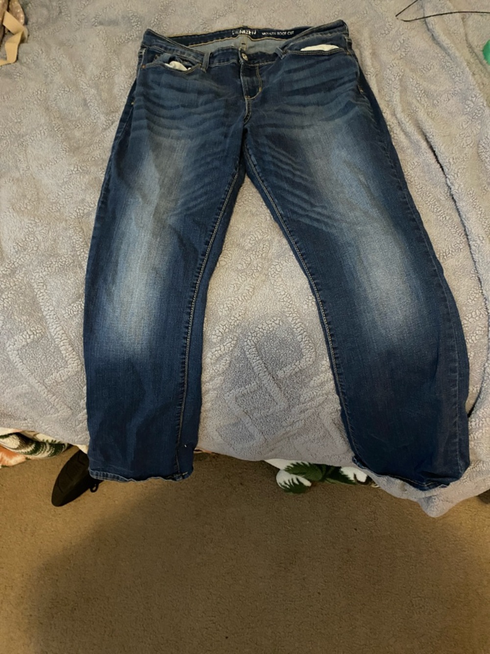 Men's Dark Wash Straight Jeans - Faded Detail